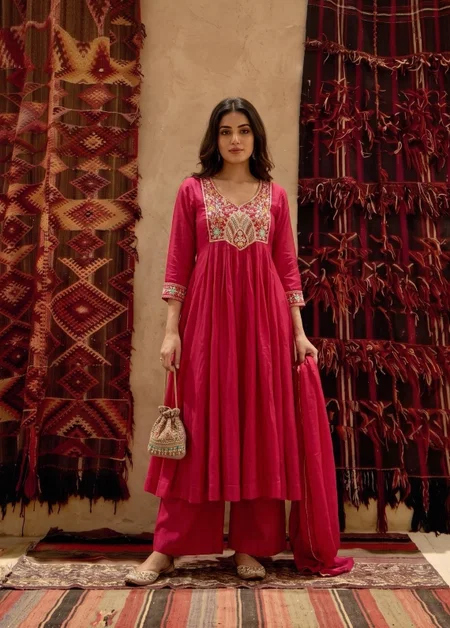 K 1237 By Naisha Mul Chanderi Beads Work Anarkali Suits 